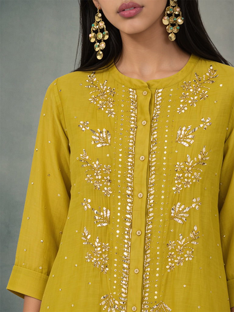 Embellished Top with Inner - Yellow