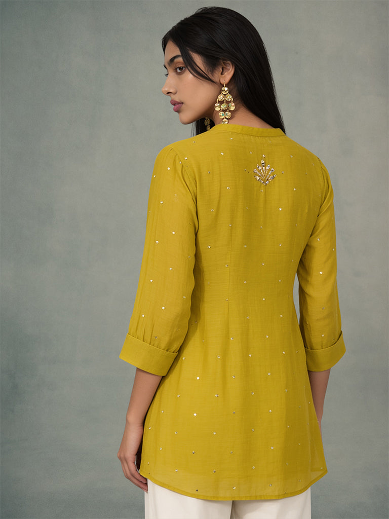 Embellished Top with Inner - Yellow
