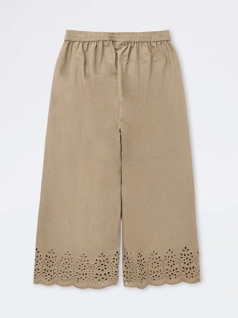 Utsa Light Grey Schiffli Pants