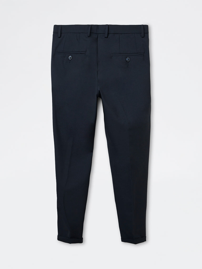 WES Formals Navy Carrot-Fit Trousers