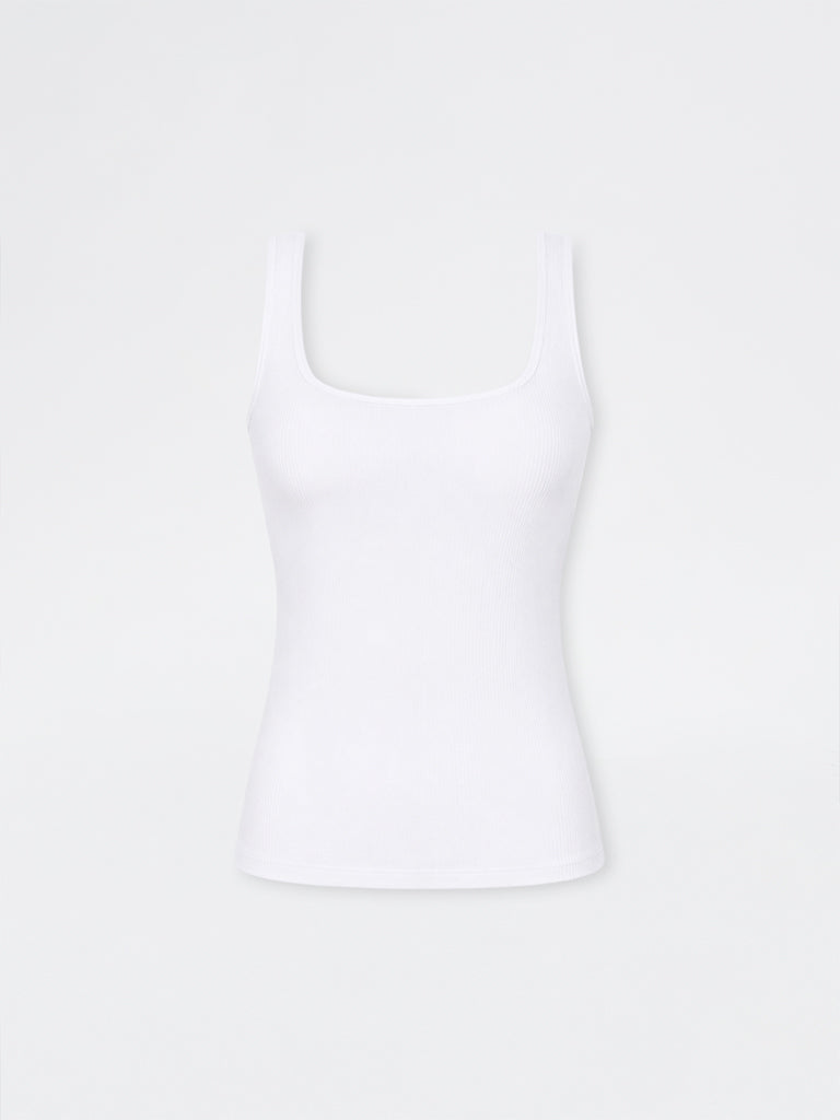 Wunderlove White Ribbed Cotton-Blend Camisole