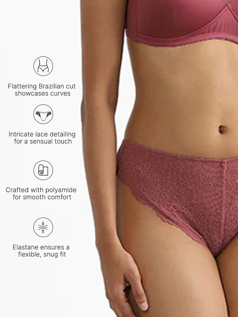 Wunderlove Mauve Lace Mia Briefs