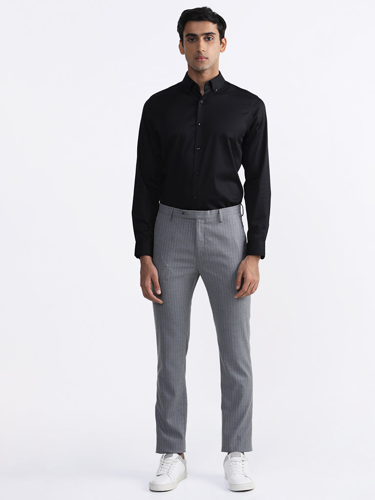 Westside WES Formals Men's Plain Black Slim-Fit Shirt for Work Wear Full View