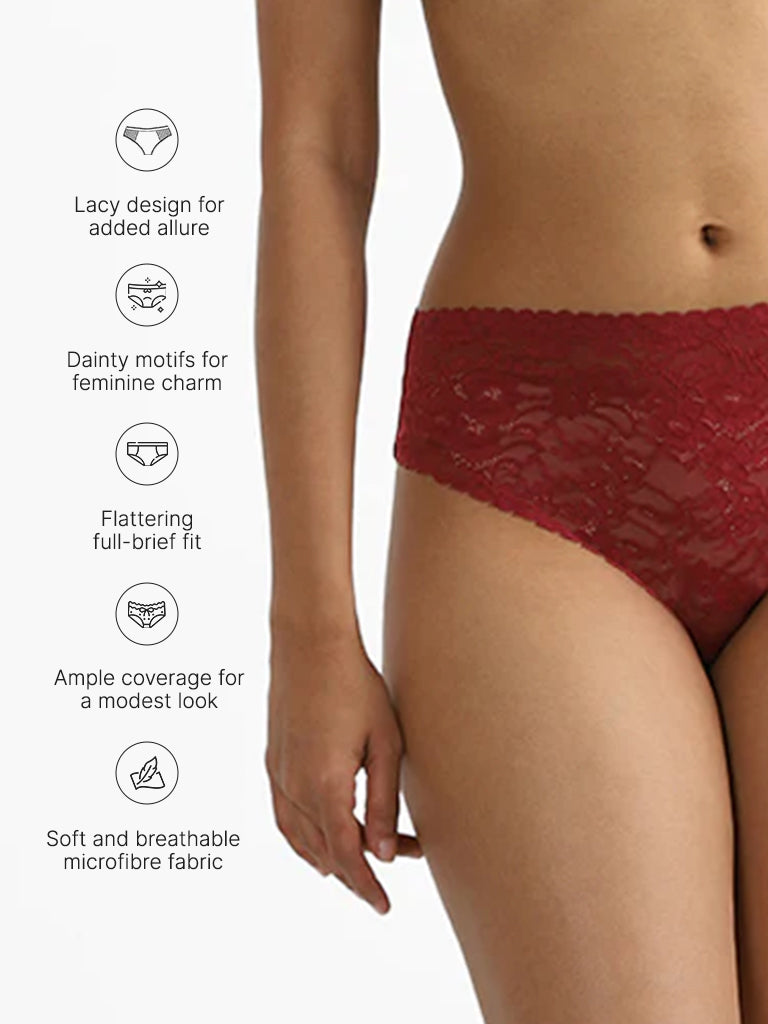 Wunderlove Burgundy Lace Briefs