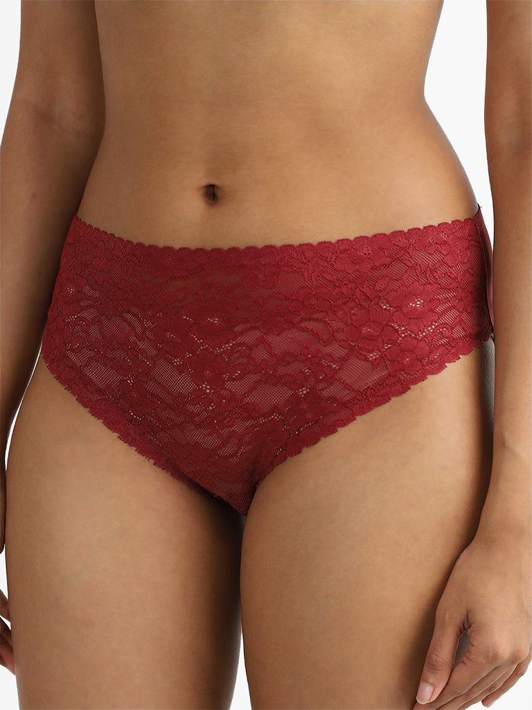 Wunderlove Burgundy Lace Briefs