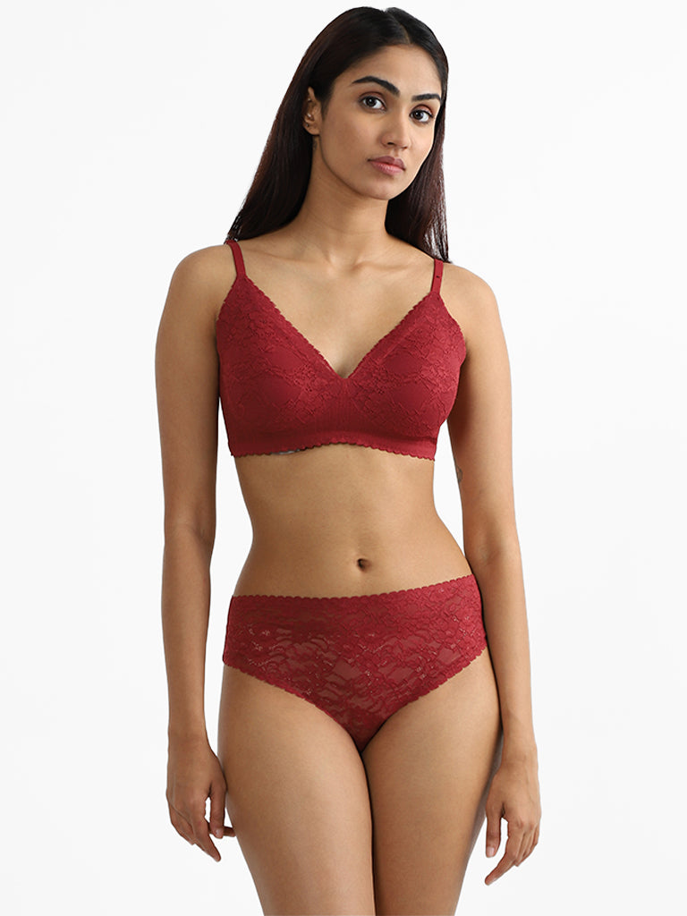 Wunderlove Burgundy Lace Briefs
