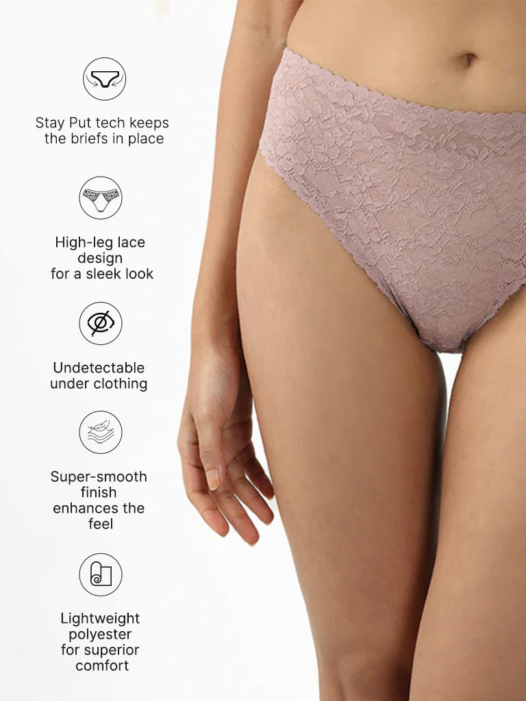 Wunderlove Brown Invisible Lace Briefs