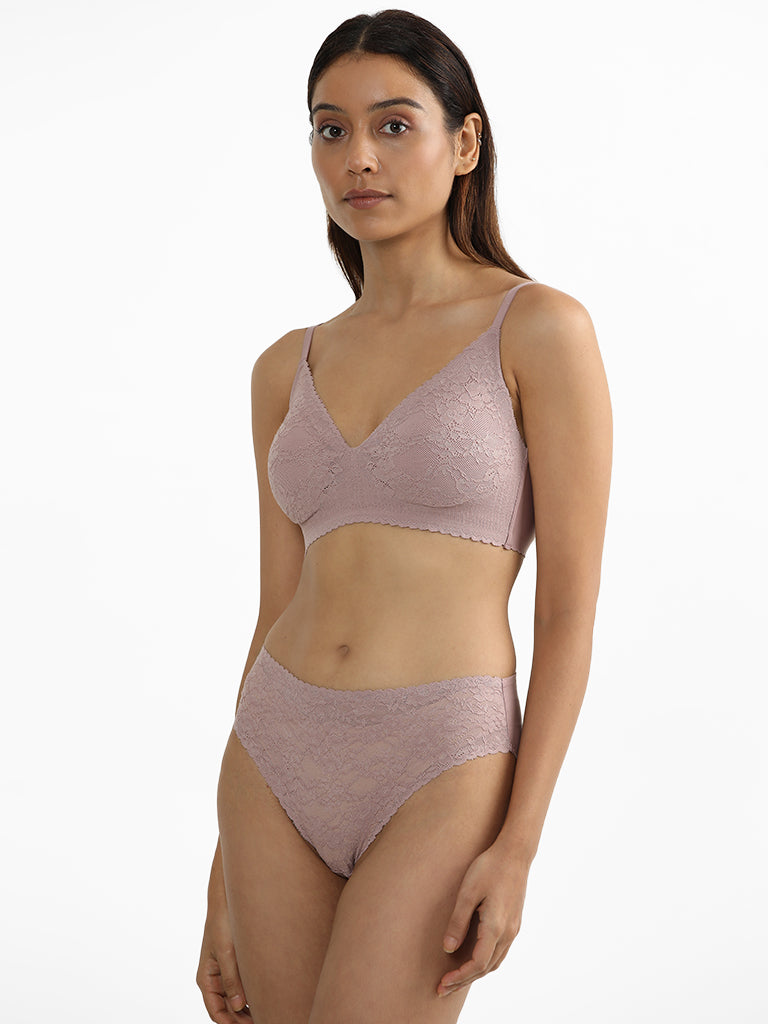 Wunderlove Brown Invisible Lace Briefs
