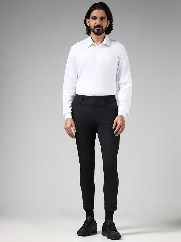 Westside WES Formals Men's Solid White Cotton-Blend Slim-Fit Shirt for Work Wear Full View