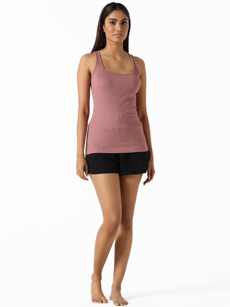 Wunderlove Rose Taupe Cotton-Blend Ribbed Slim-Fit Camisole