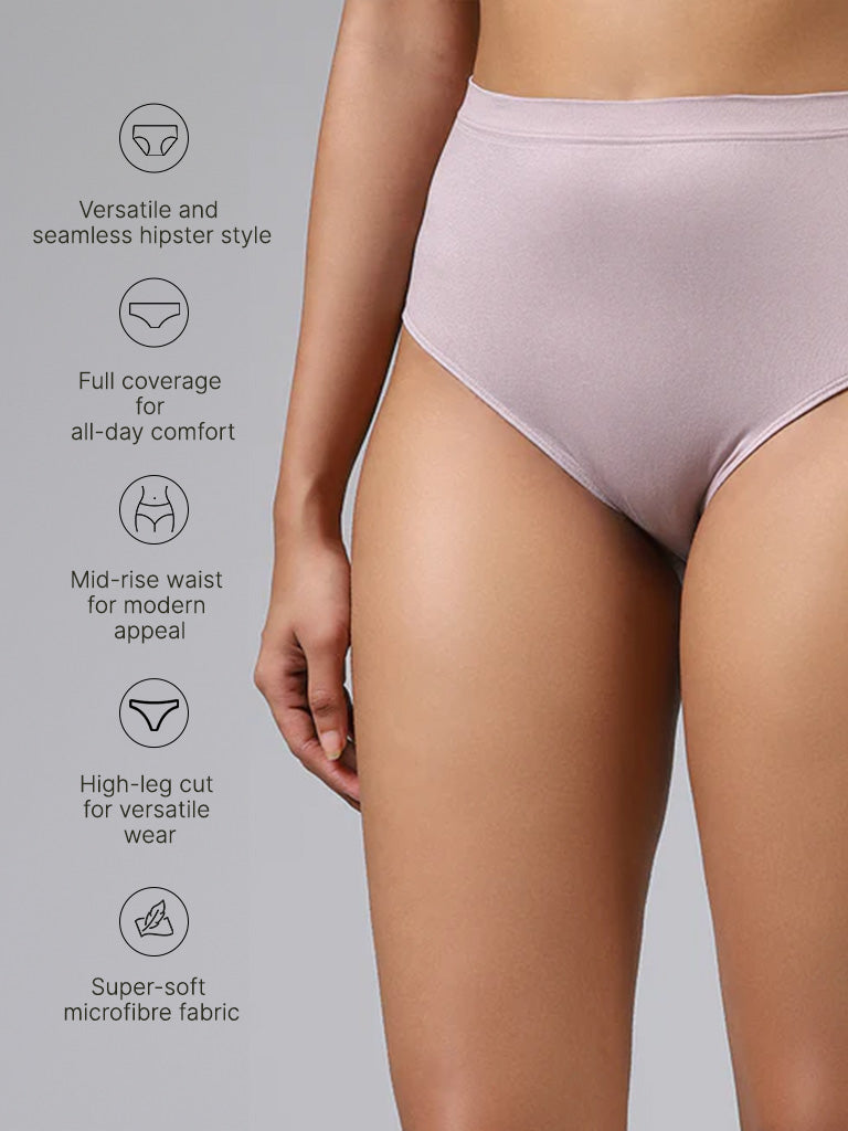 Wunderlove Solid Light Grey Seamless Full Briefs