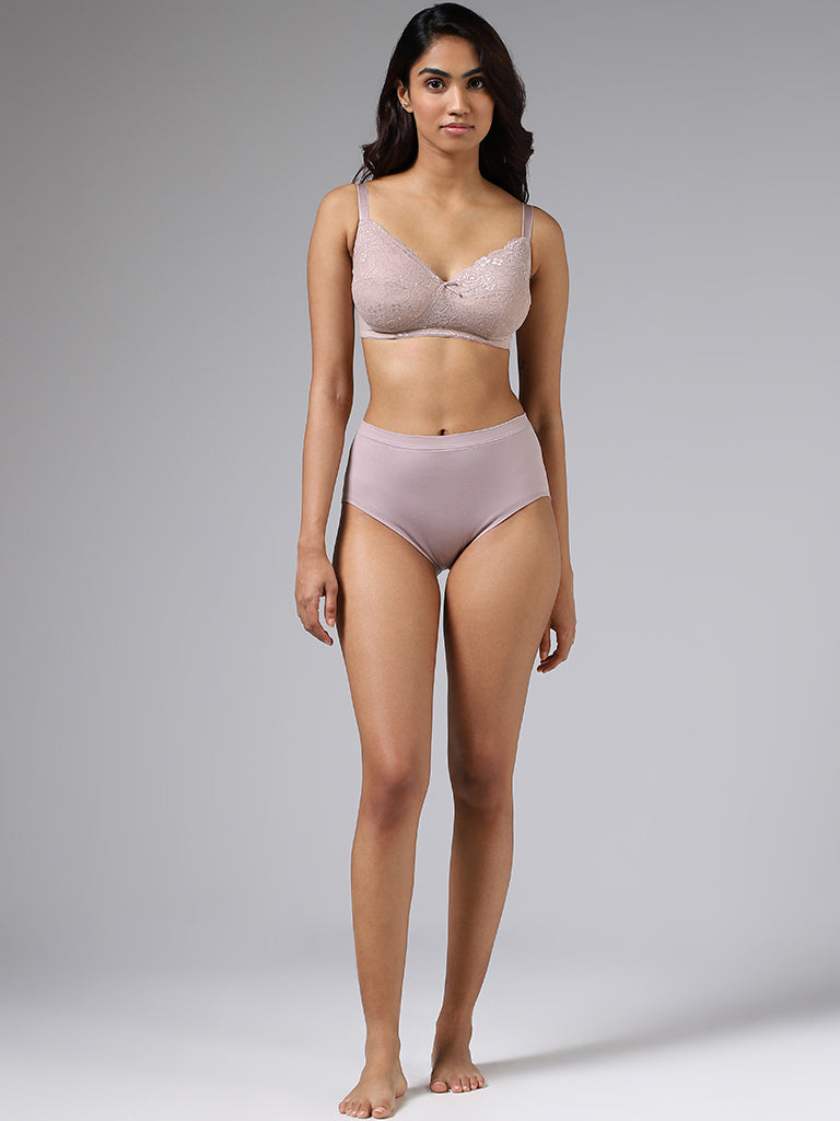 Wunderlove Solid Light Grey Seamless Full Briefs