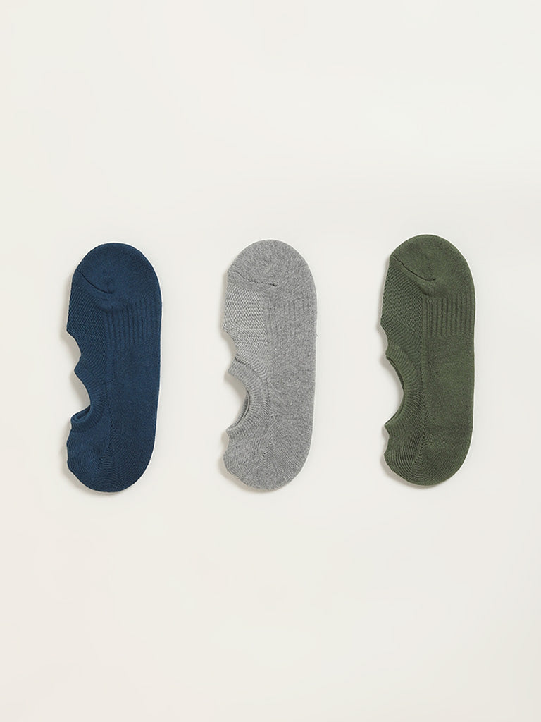 Westside WES Lounge Men's Multicolour Solid Cotton-Blend Socks - Pack of 3 for Casual Wear Color View