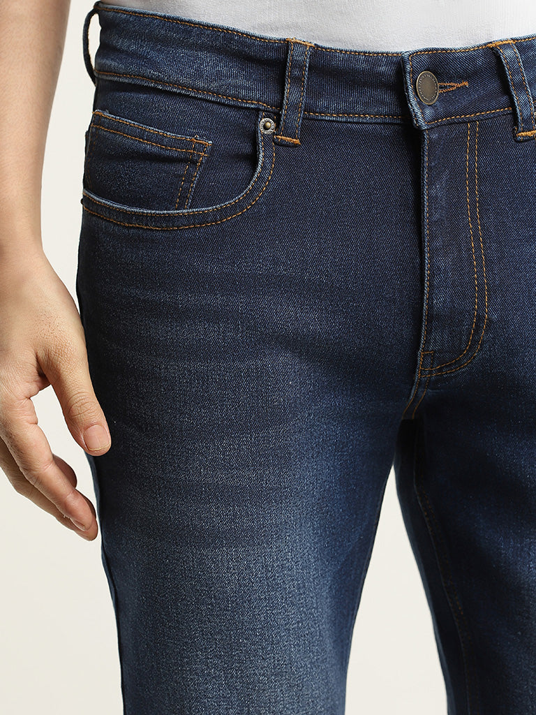 Westside WES Casuals Men's Dark Blue Relaxed-Fit Mid-Rise Jeans for Casual Wear Zoomed View