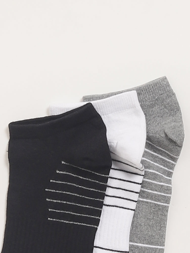 Westside WES Lounge Men's Multicolour Low Cut Cotton-Blend Socks - Pack of 3 for Casual Wear Zoomed View