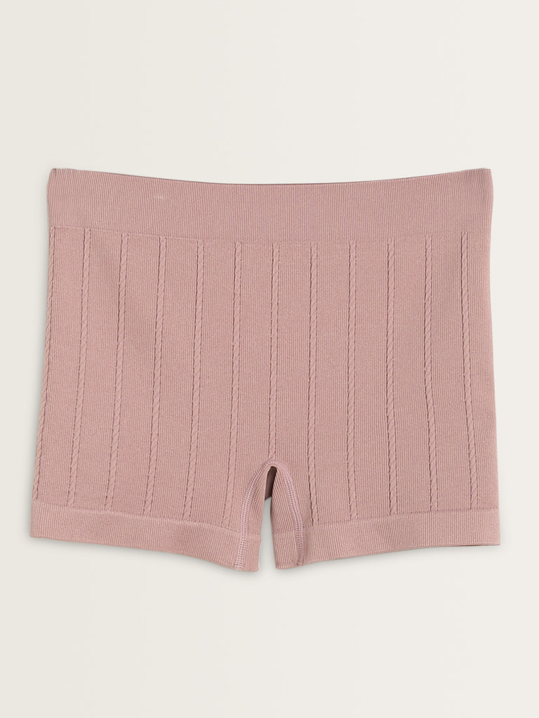 Superstar Dusty Pink Ribbed Mid-Rise Shorts Briefs