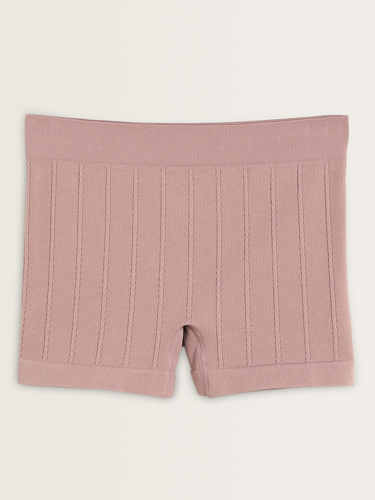Superstar Dusty Pink Ribbed Mid-Rise Shorts Briefs