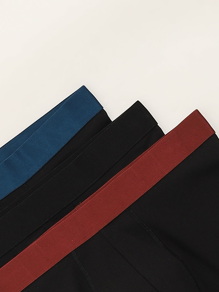Westside WES Lounge Men's Black Cotton-Blend Relaxed Fit Trunks - Pack of 3 for Casual Wear Zoomed View