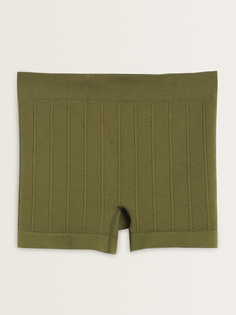 Superstar Olive Ribbed Mid-Rise Shorts Briefs