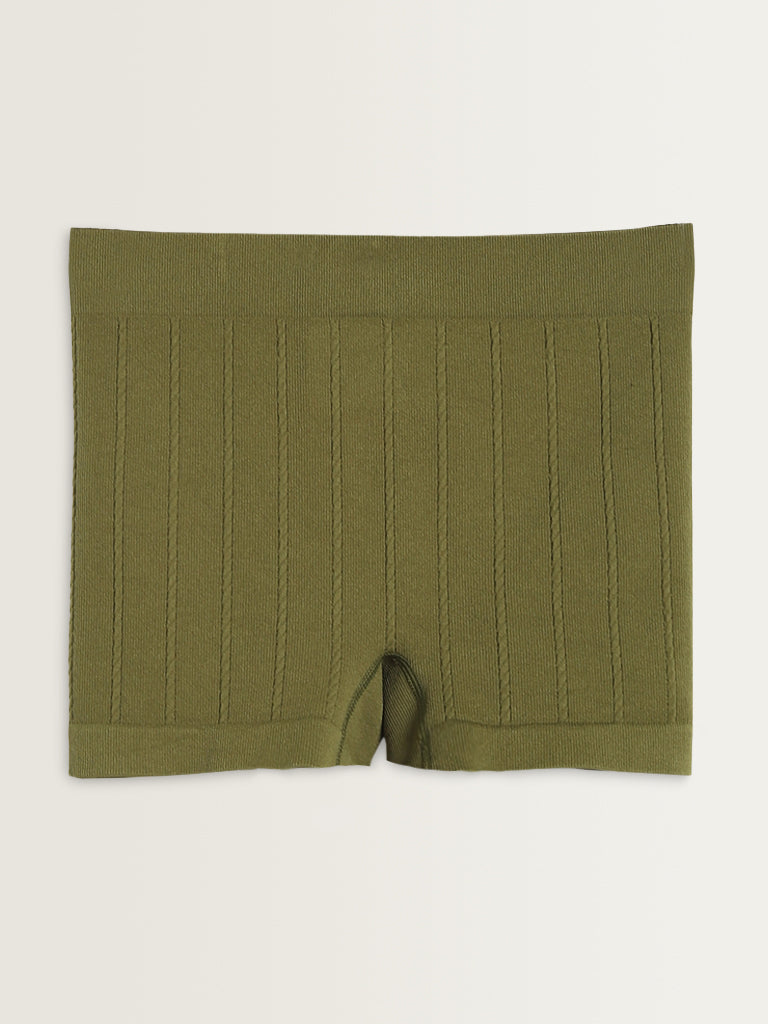 Superstar Olive Ribbed Mid-Rise Shorts Briefs