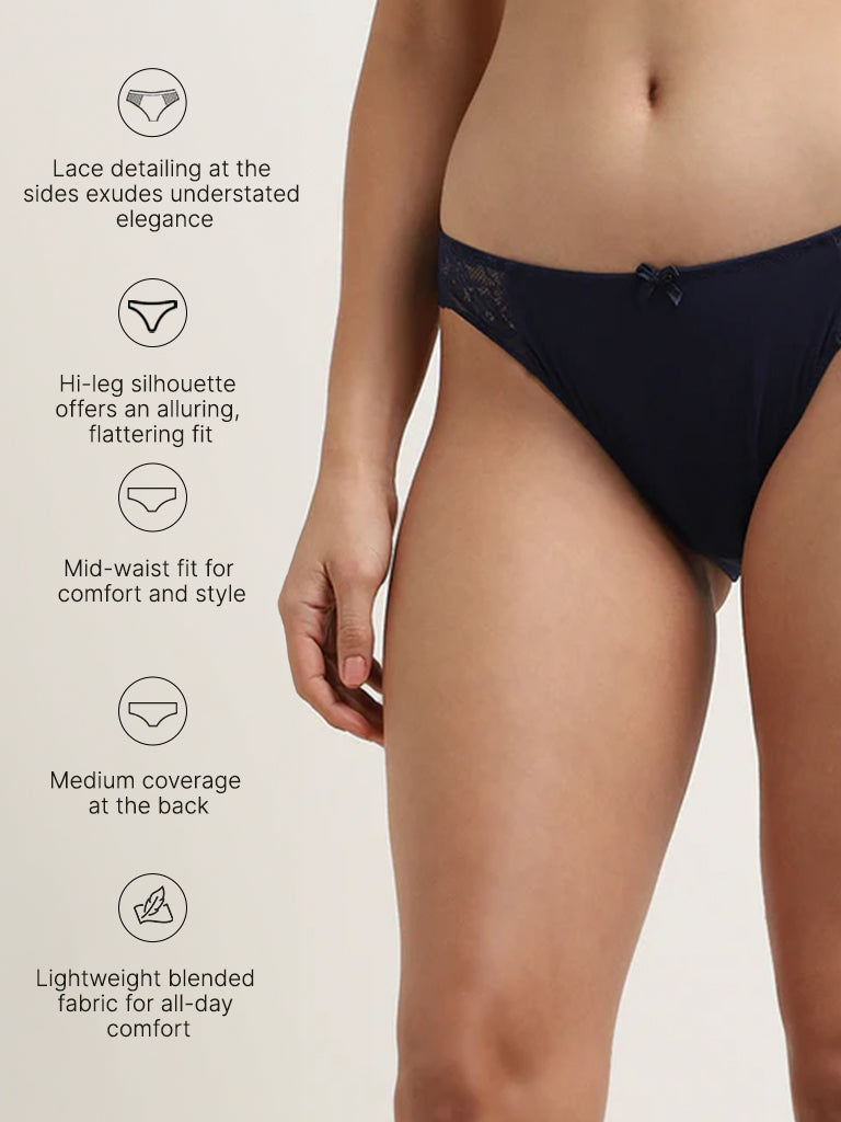 Wunderlove Blue Lace Hi-Leg Briefs