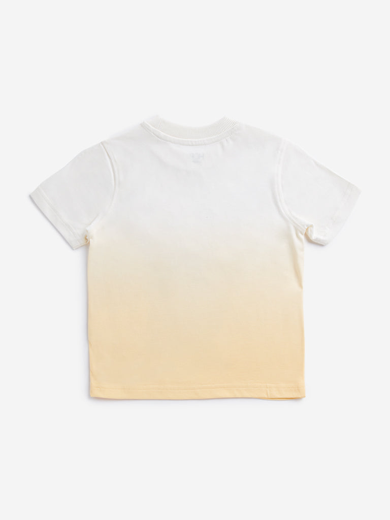 Westside HOP Kids Yellow Animal Print Cotton T-Shirt for Casual Wear Back View