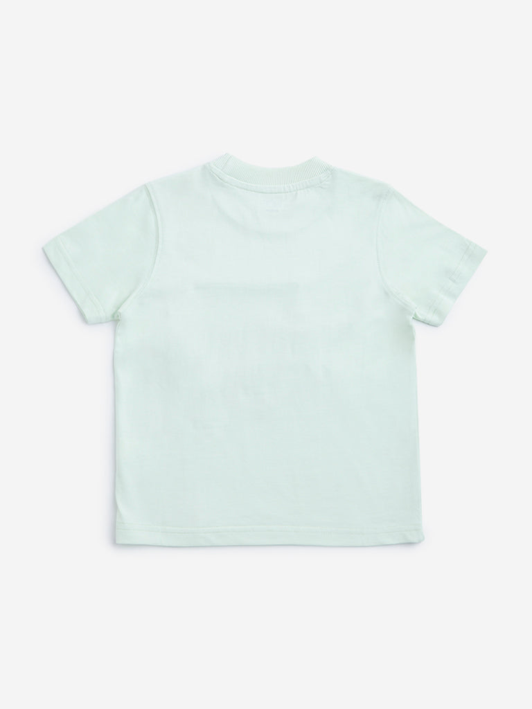 Westside HOP Kids Mint Animal Graphic Cotton T-Shirt for Casual Wear Back View