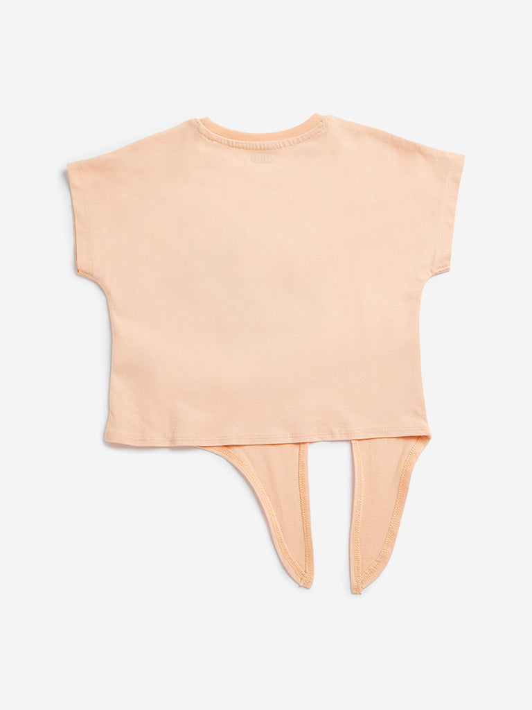 Westside HOP Kids Peach Basket Pattern Tie-Up Cotton Top for Casual Wear Back View