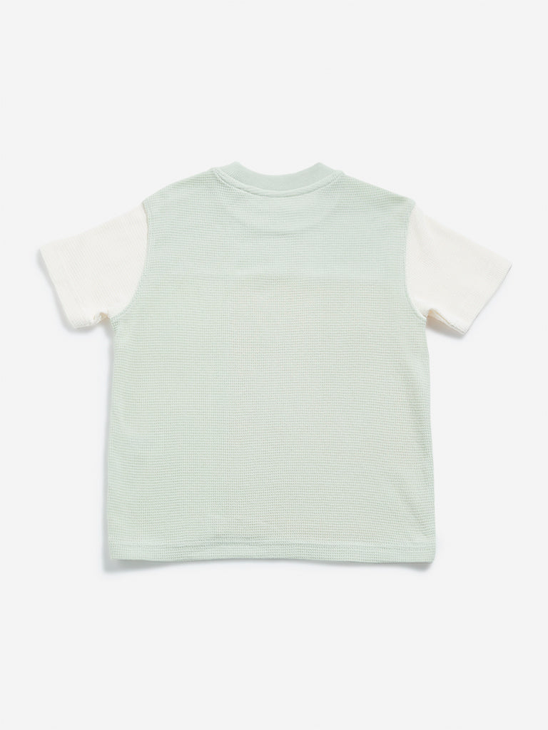 Westside HOP Kids Multicolour Colour blocked Cotton T-Shirt for Casual Wear Back View