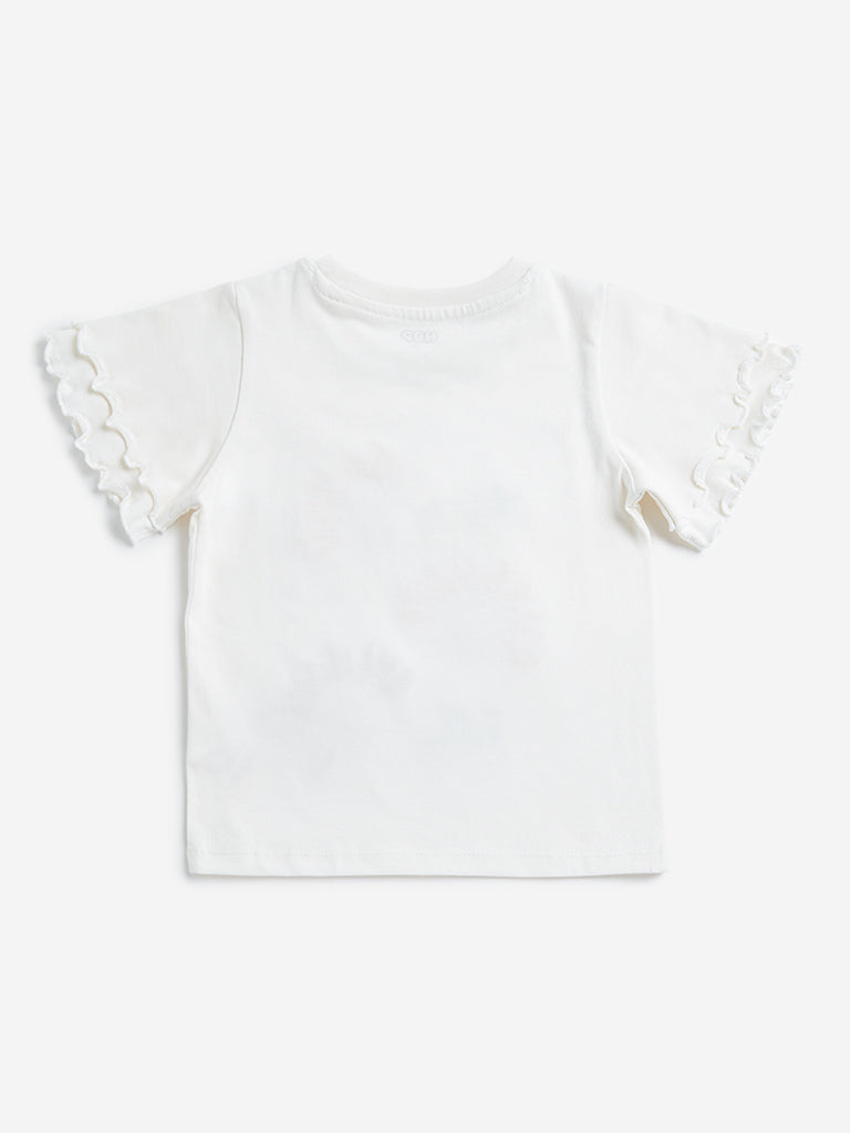Westside HOP Kids White Text Design Cotton T-Shirt for Casual Wear Back View