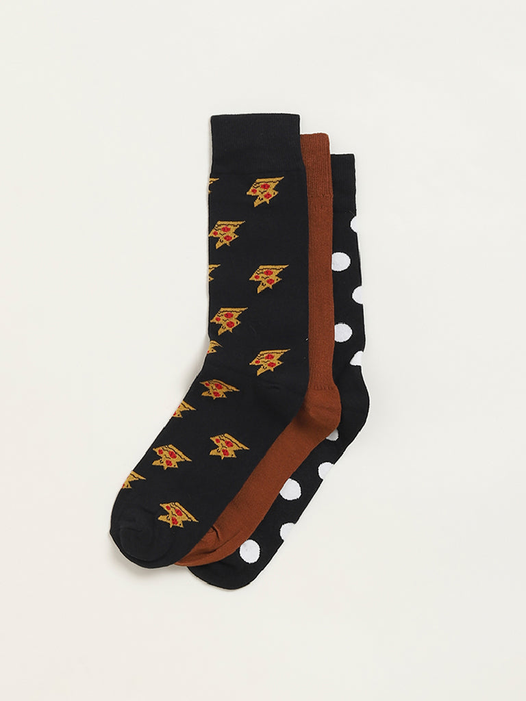 Westside WES Lounge Men's Multicolour Printed Cotton-Blend Full Length Socks - Pack of 3 for Casual Wear Zoomed View