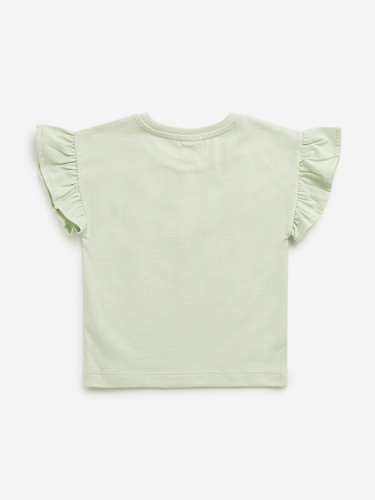 Westside HOP Kids Sage Text Design Cotton Top for Casual Wear Back View