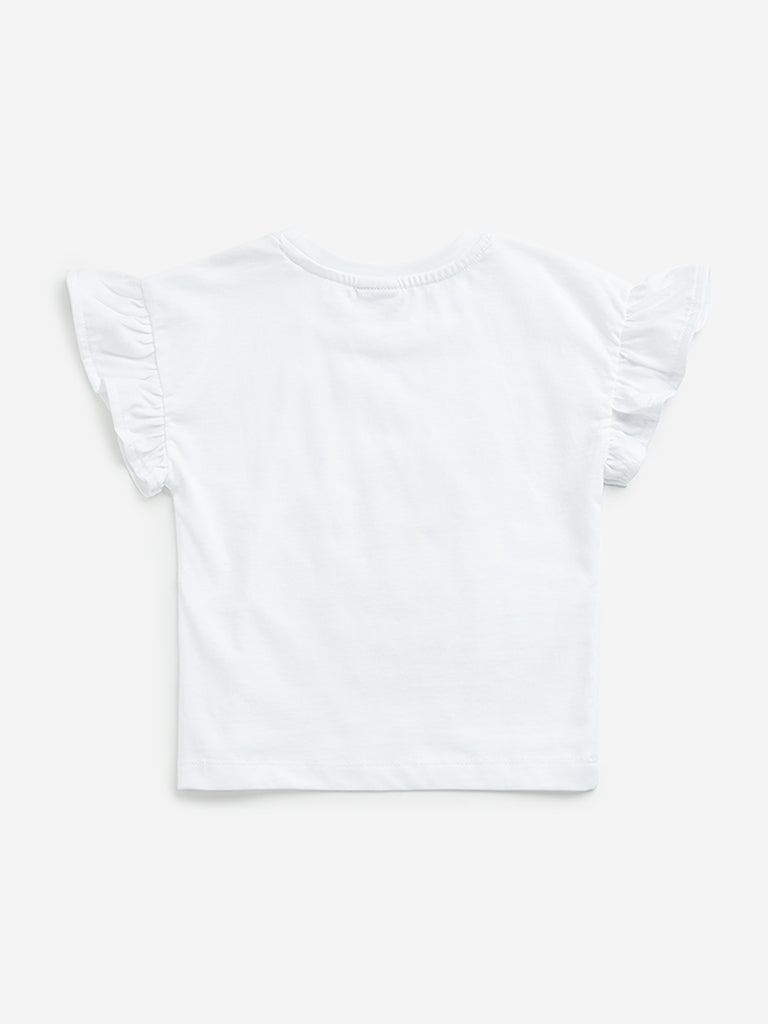 Westside HOP Kids White Embellished Cotton Top for Casual Wear Back View