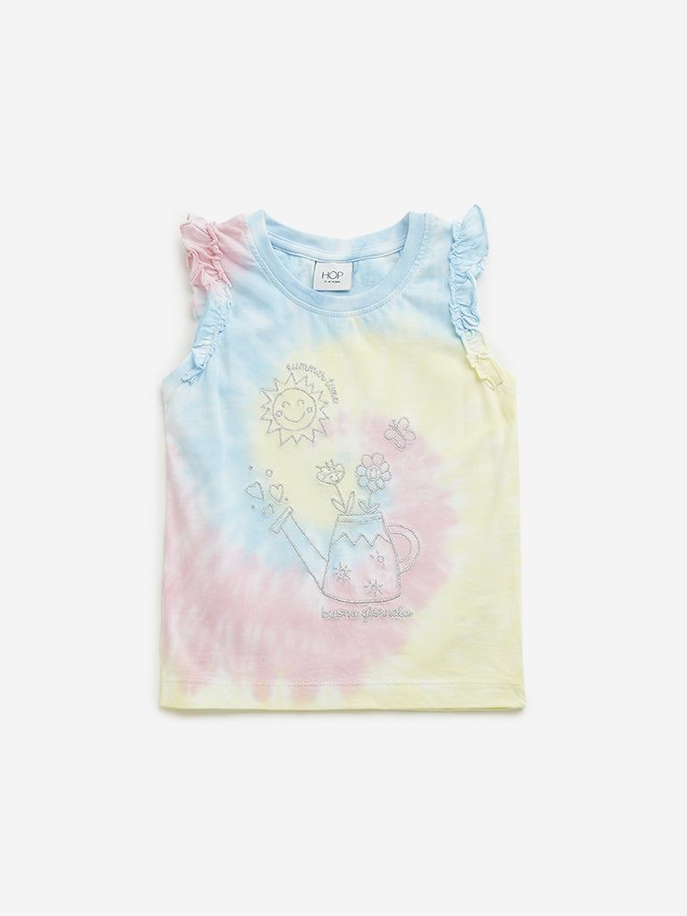 Westside HOP Kids Multicolour Tie-Dye Cotton Top for Casual Wear Front View