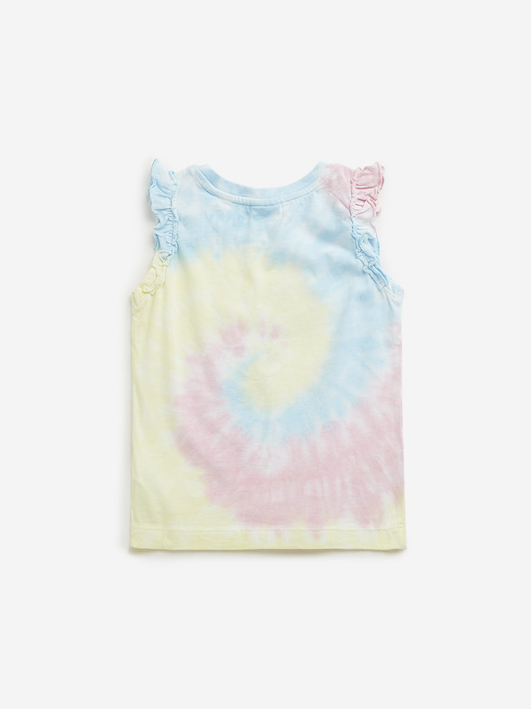 Westside HOP Kids Multicolour Tie-Dye Cotton Top for Casual Wear Back View