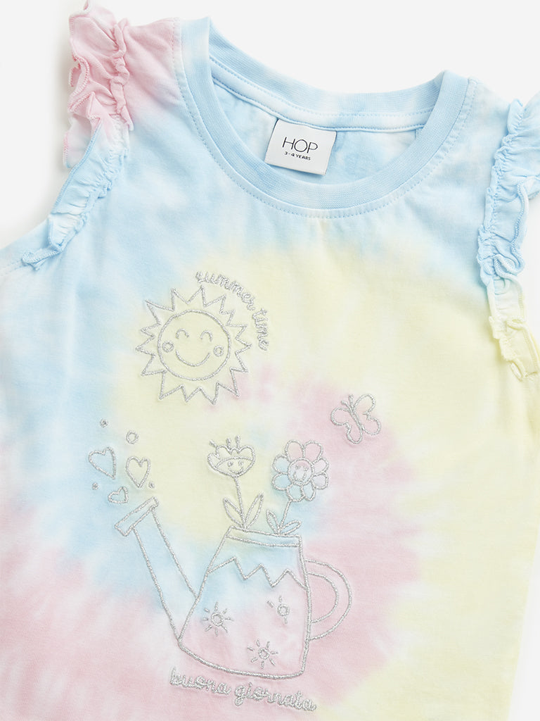 Westside HOP Kids Multicolour Tie-Dye Cotton Top for Casual Wear Zoomed View
