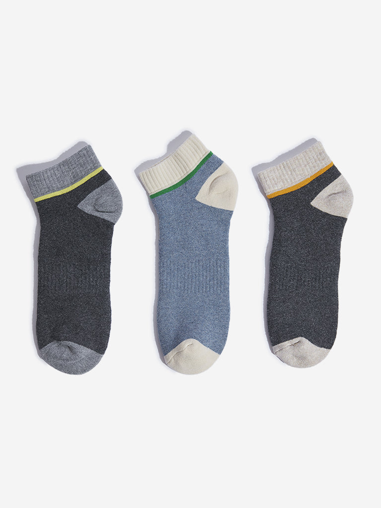 Westside WES Lounge Men's Multicolour Cotton-Blend Socks - Pack of 3 for Casual Wear Color View