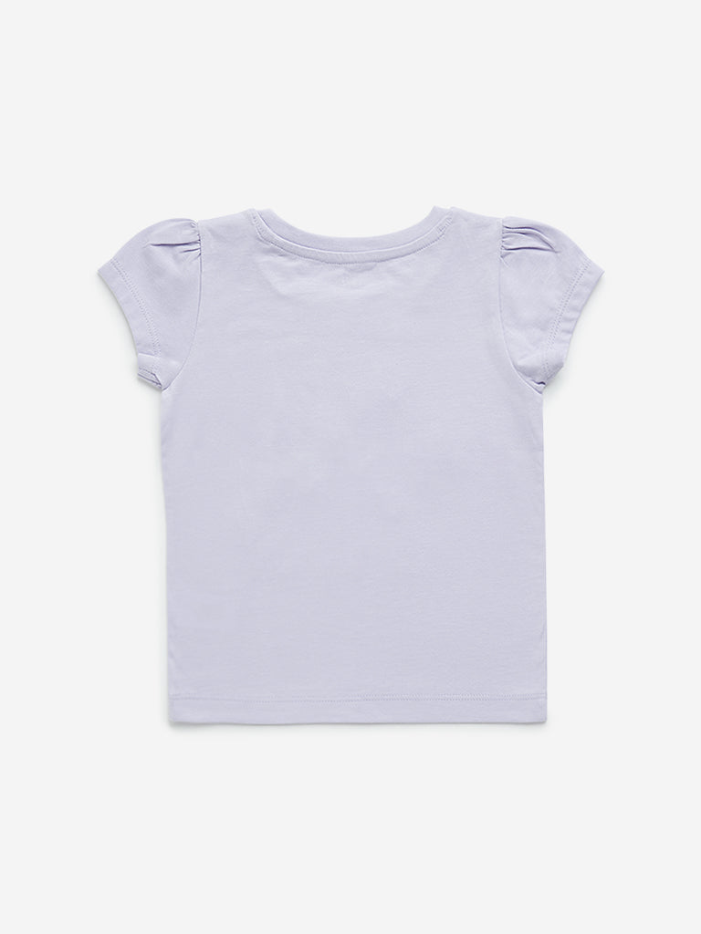 Westside HOP Kids Lilac Embellished Cotton T-Shirt for Casual Wear Back View