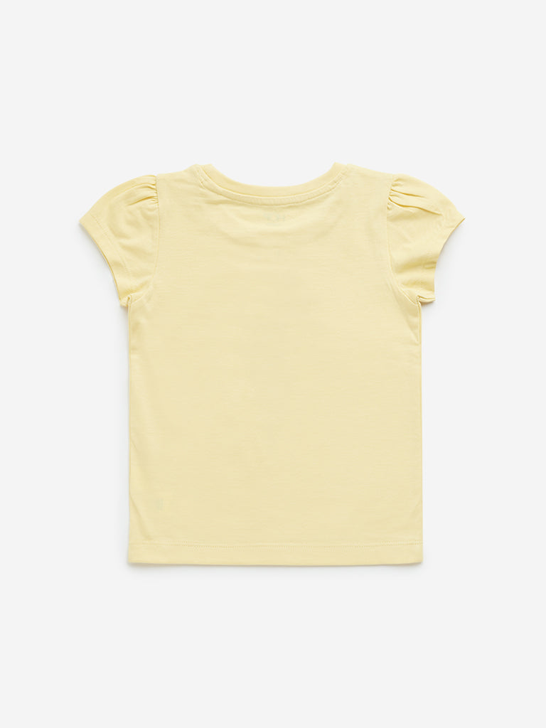 Westside HOP Kids Yellow Ice-Cream Design Cotton T-Shirt for Casual Wear Back View