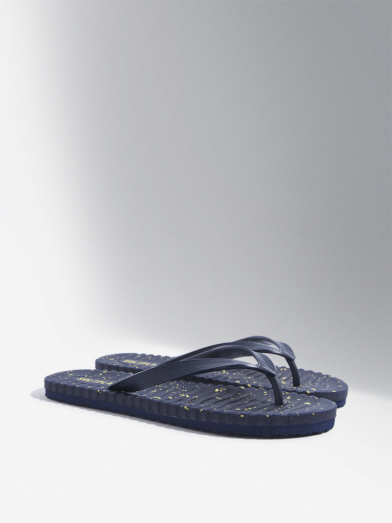 Westside SOLEPLAY Men's Navy Speckle Textured Flip-Flop Front View