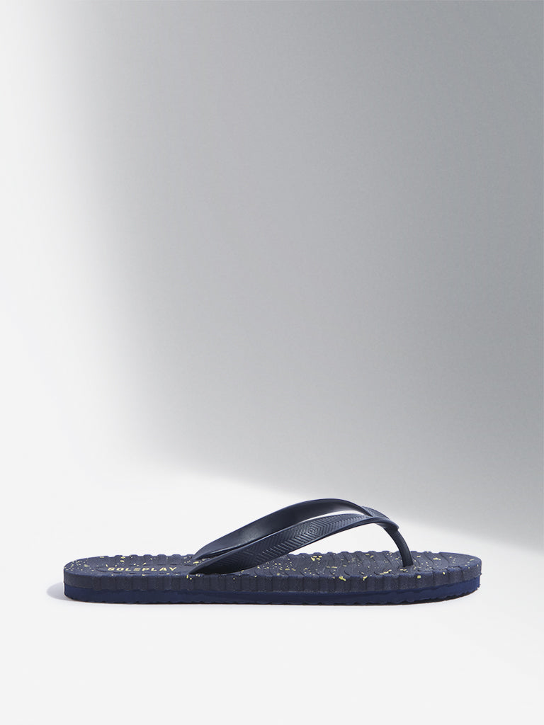 Westside SOLEPLAY Men's Navy Speckle Textured Flip-Flop Side View