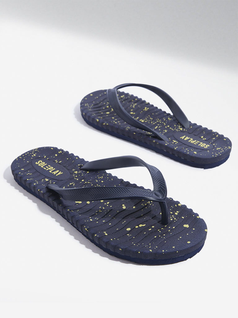 Westside SOLEPLAY Men's Navy Speckle Textured Flip-Flop Zoomed View