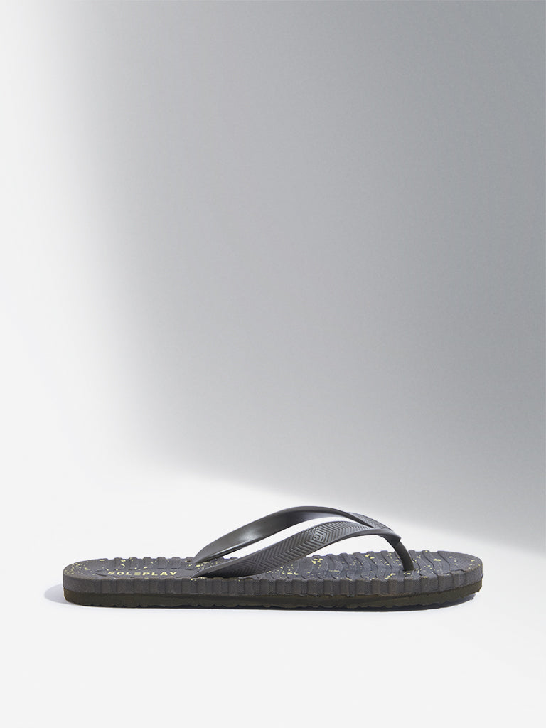 Westside SOLEPLAY Men's Olive Speckle Textured Flip-Flop Side View