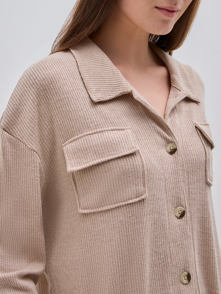 Wunderlove Dark Brown Ribbed Shirt
