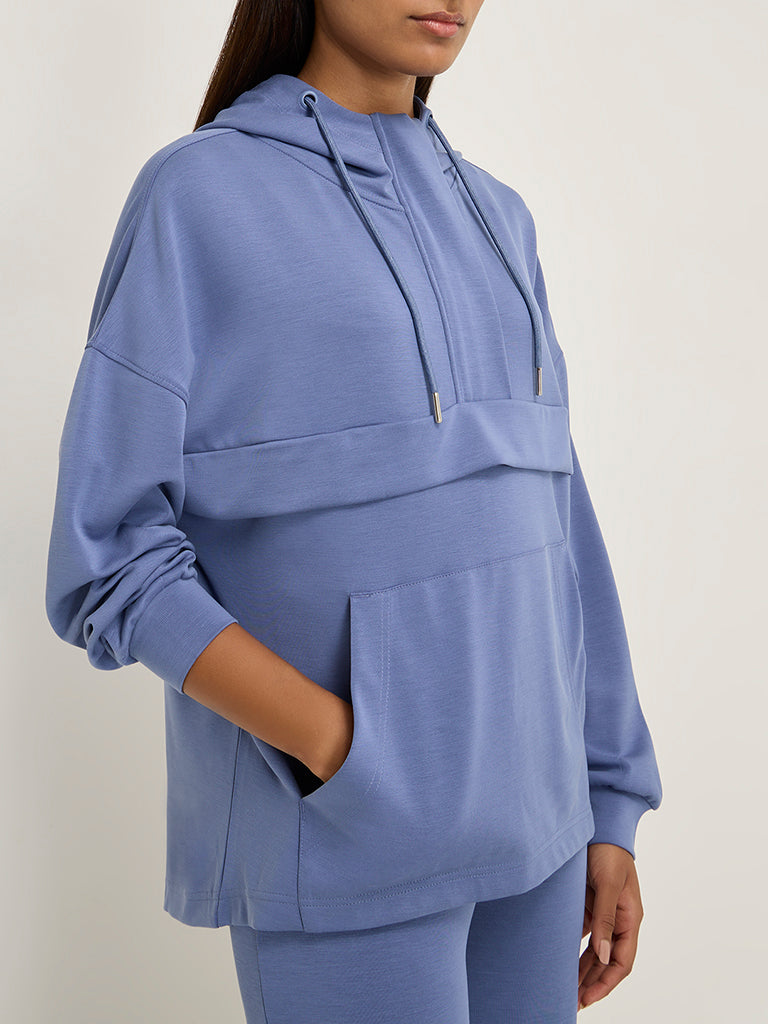 LOV Blue Solid Hoodie