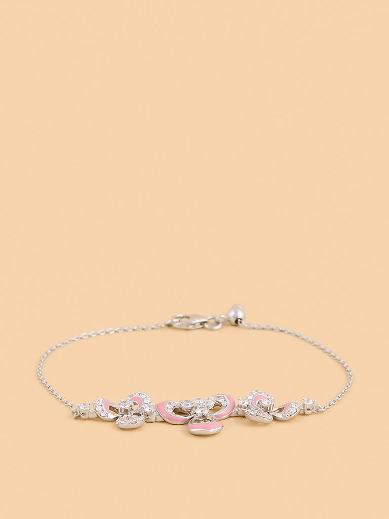 Trio Pink Floral Lab Diamond Chain Bracelet