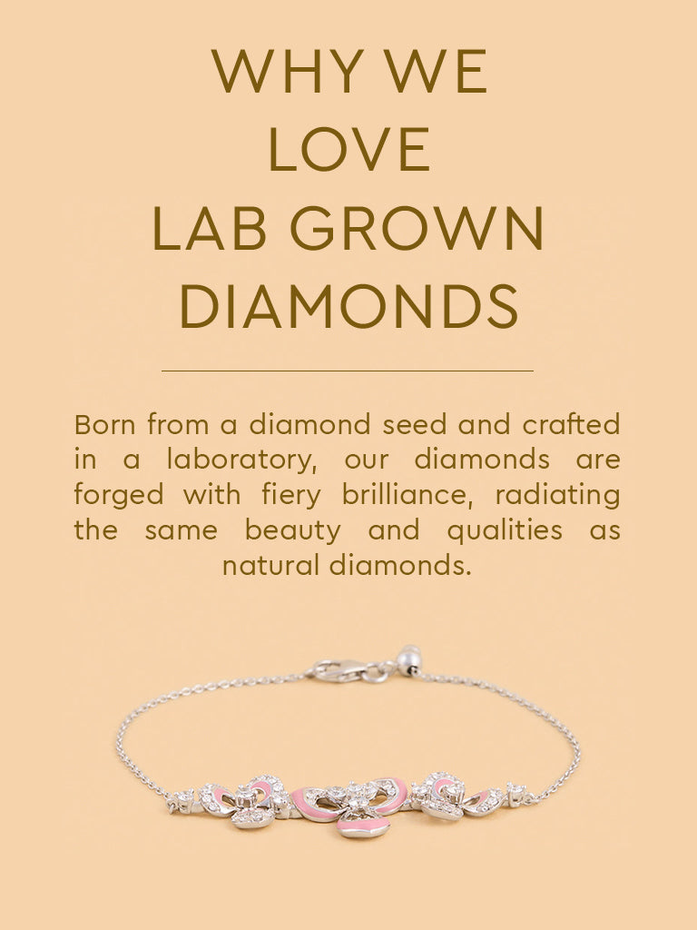 Trio Pink Floral Lab Diamond Chain Bracelet