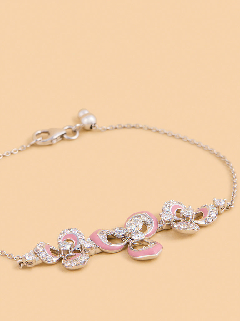 Trio Pink Floral Lab Diamond Chain Bracelet