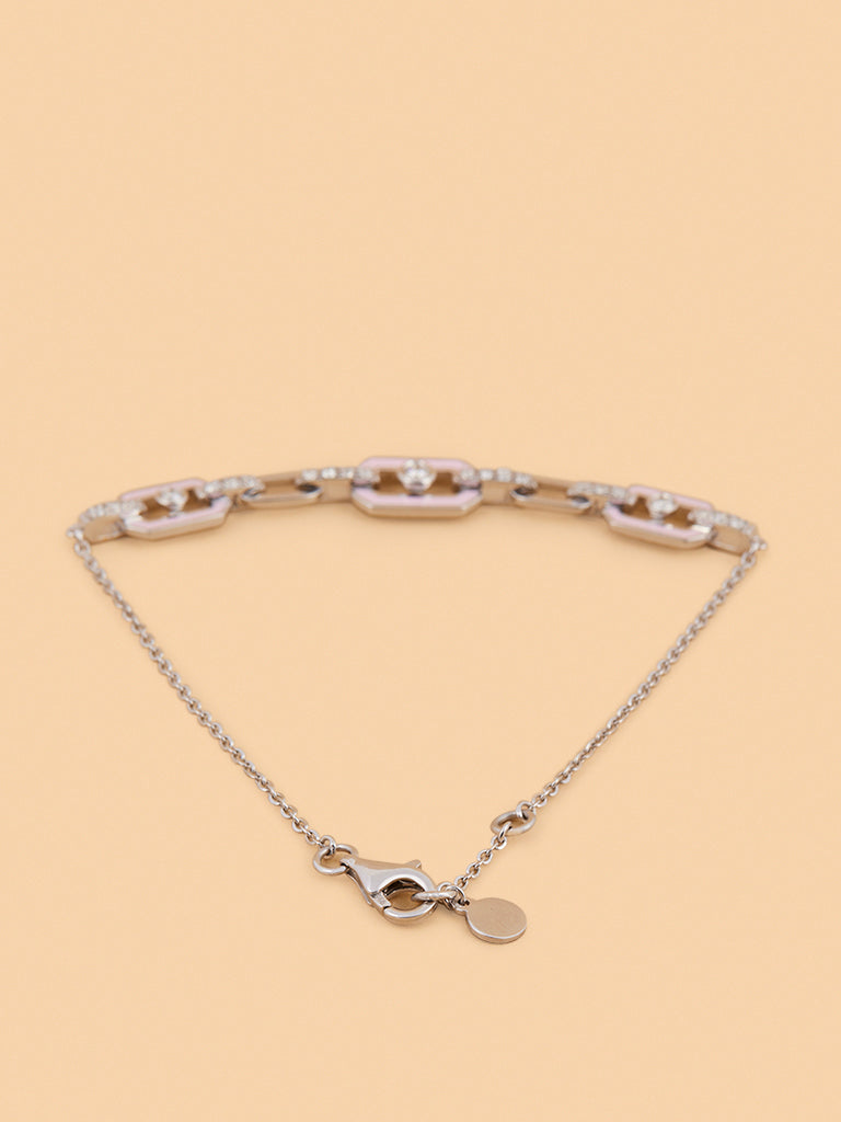 Elegant Lab Diamond Bracelet with Pink Accents