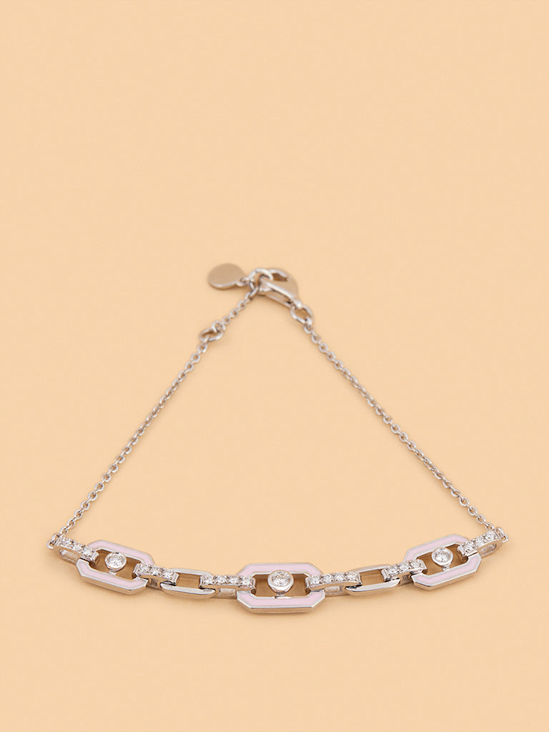 Elegant Lab Diamond Bracelet with Pink Accents